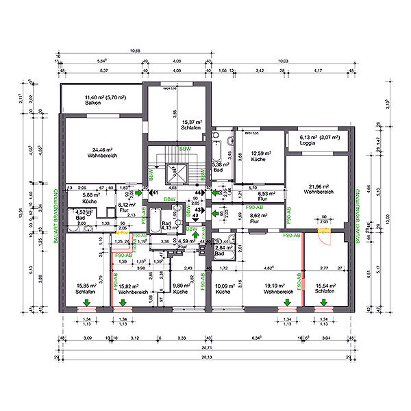 Grundrissplan Architekturzeichnung